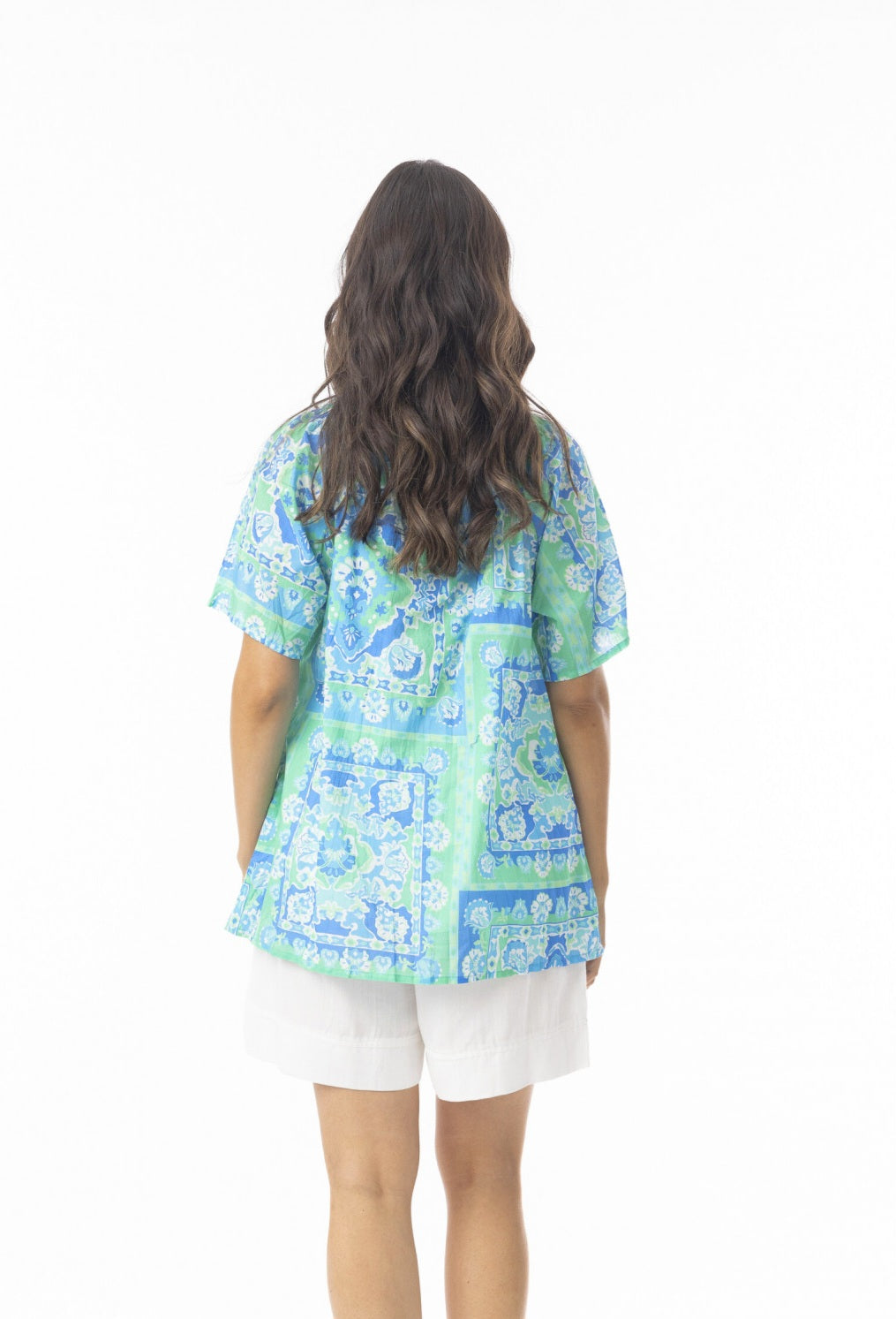 Orientique Montevideo Short Sleeve Aqua Top